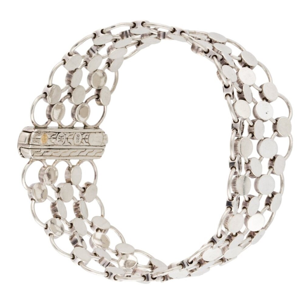 JOHN HARDY TWO-TONE STERLING SILVER & 18K YELLOW GOLD DOT CHAIN MAIL BRACELET - Picture 5 of 6